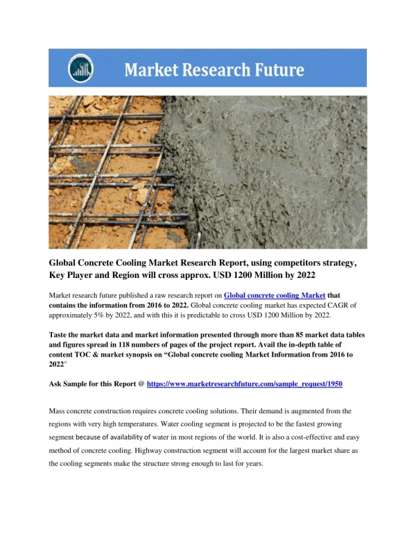 Global Concrete Cooling Market Research Report - Forecast to 2022