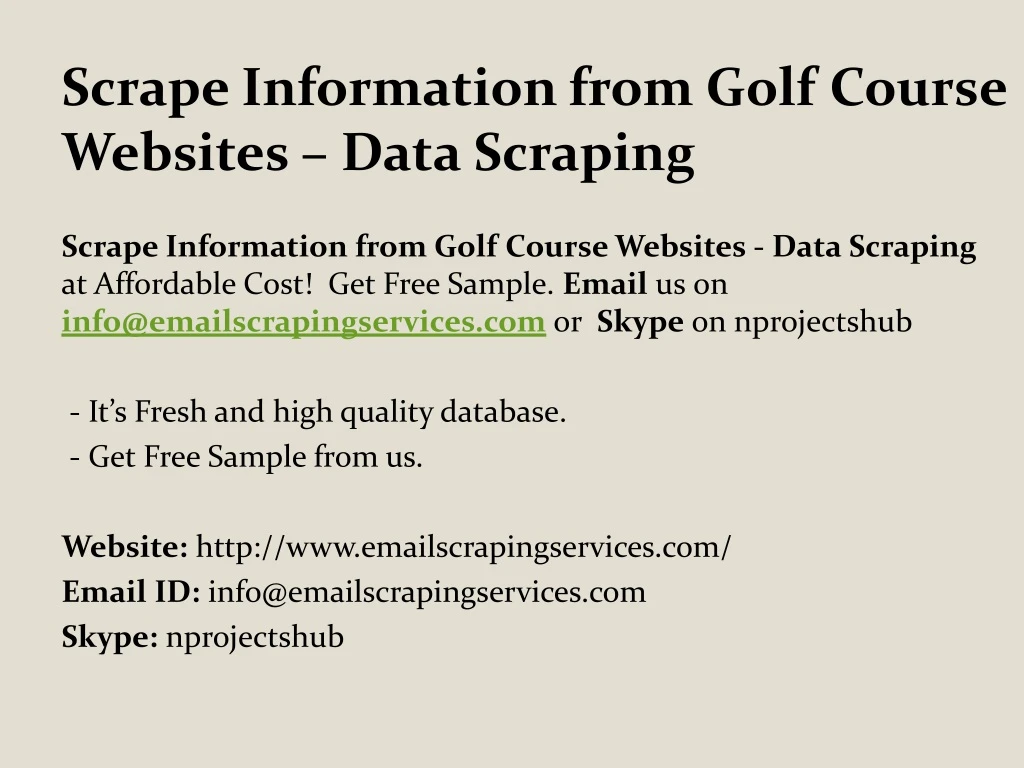 scrape information from golf course websites data scraping