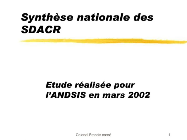 Synth se nationale des SDACR