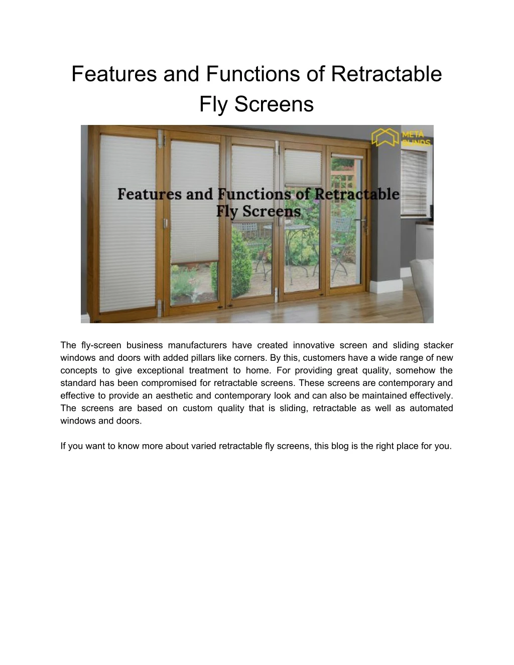 features and functions of retractable fly screens
