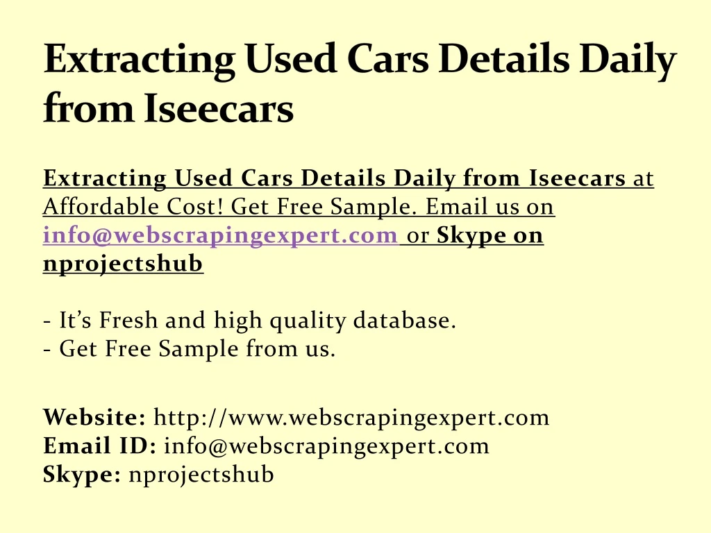 extracting used cars details daily from iseecars