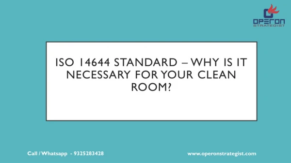 clean room standards - iso 14644 guidelines by operon strategist