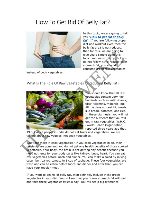 How To Get Rid Of Belly Fat?