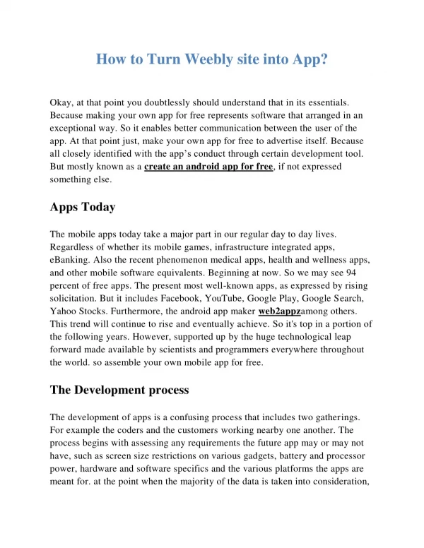 How to Turn Weebly site into App?? | web2appz.com