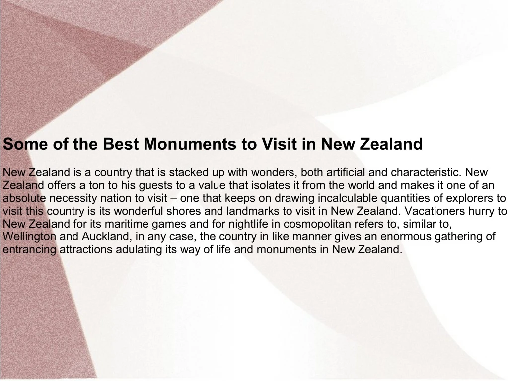 some of the best monuments to visit in new zealand