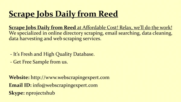 Scrape Jobs Daily from Reed