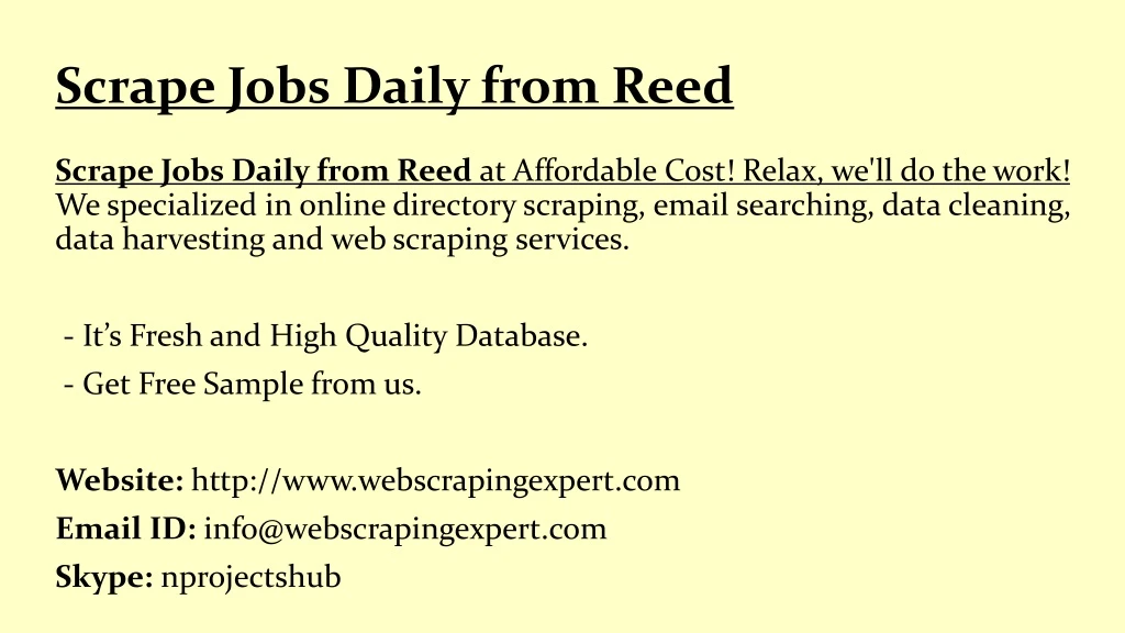 scrape jobs daily from reed