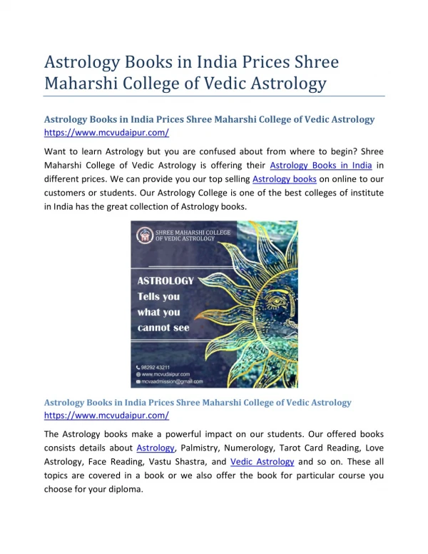 Astrology Books in India Prices Shree Maharshi College of Vedic Astrology