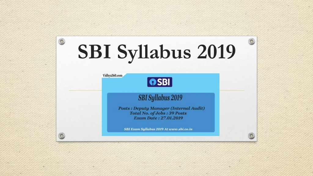 sbi syllabus 2019