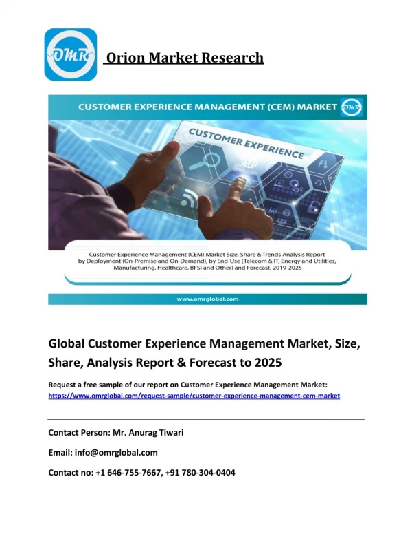 Customer Experience Management Market Size, Share, Industry Analysis & Forecast 2019-2025