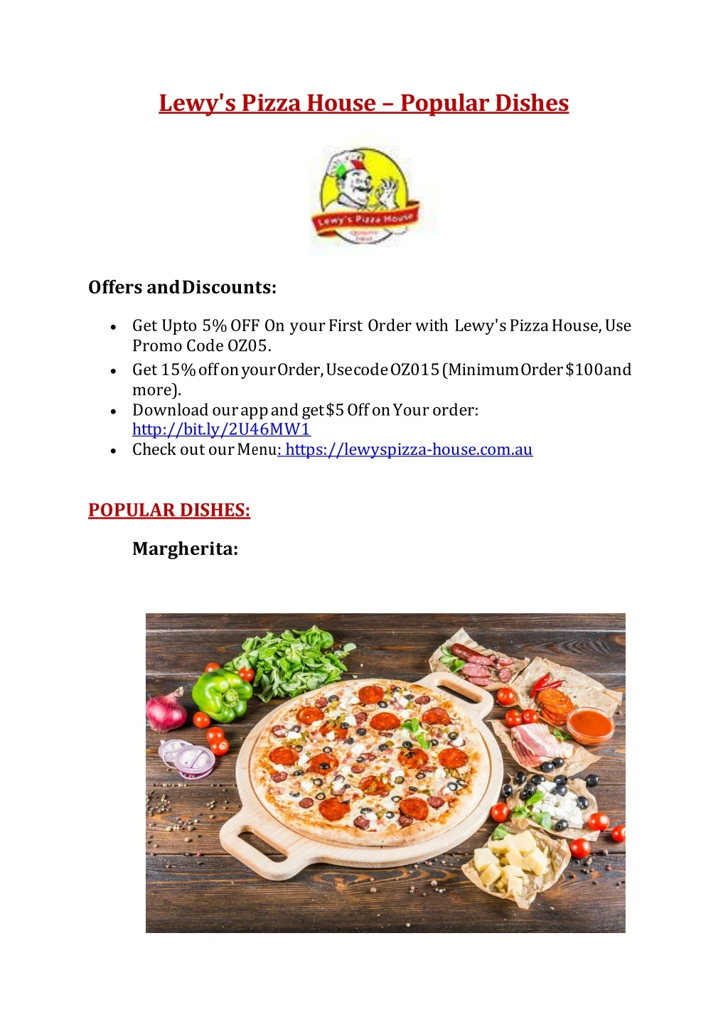 lewy s pizza house popular dishes
