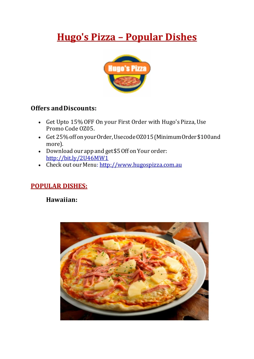 hugo s pizza popular dishes