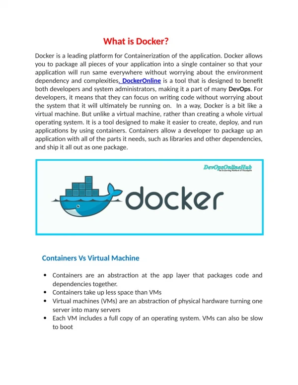 Docker Online Training |Docker Training in Hyderabad