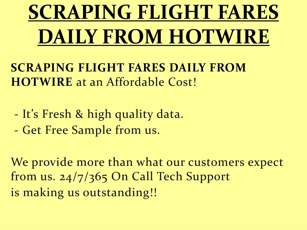 scraping flight fares daily from hotwire