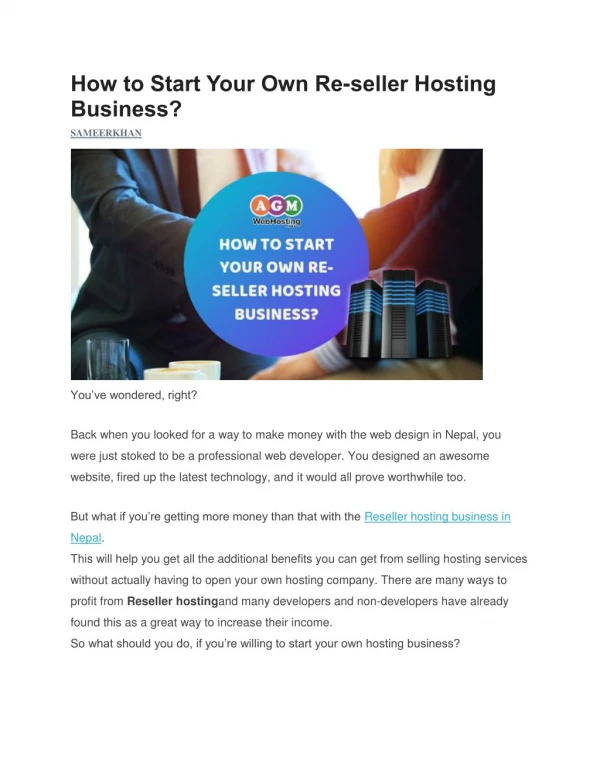 how to start your own re seller hosting business
