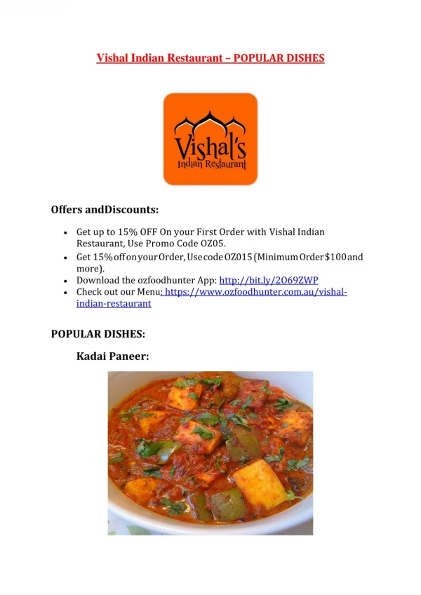 Vishal Indian Restaurant-East Gosford - Order Food Online
