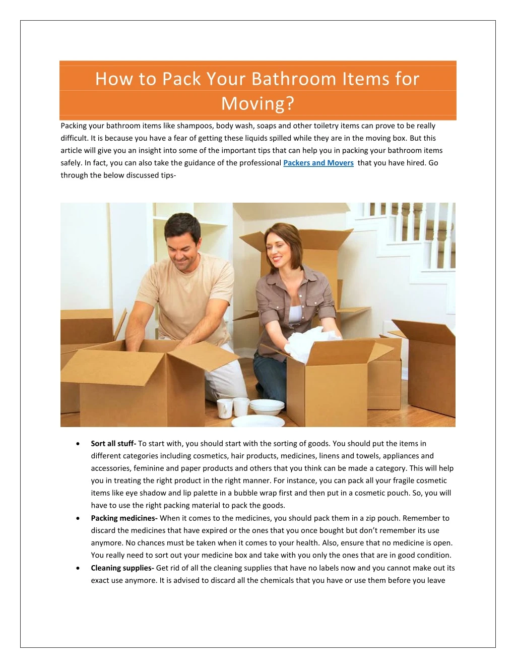 how to pack your bathroom items for moving