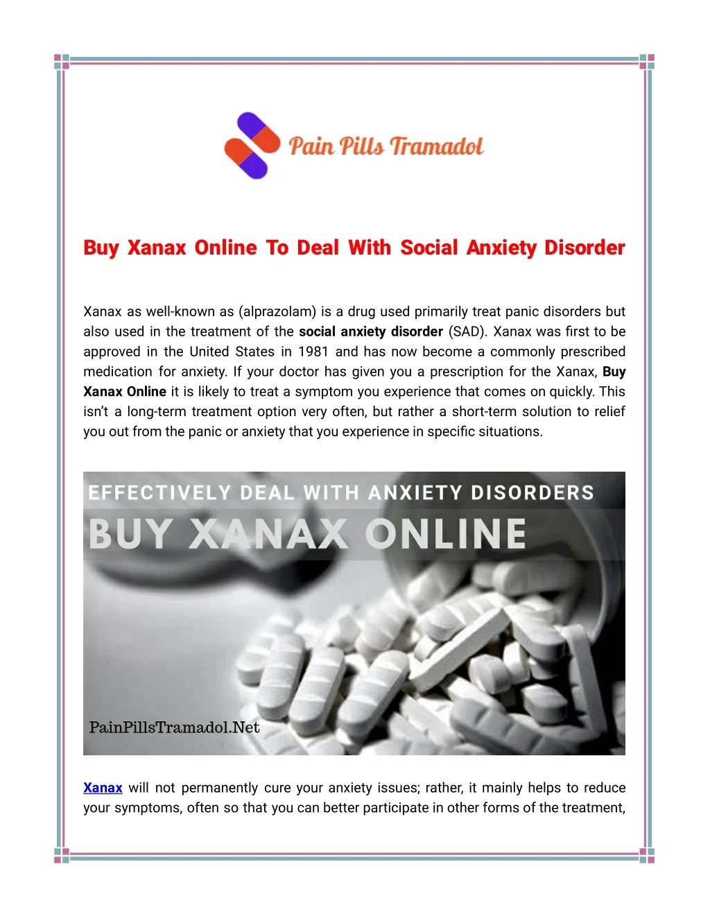 buy xanax online to deal with social anxiety