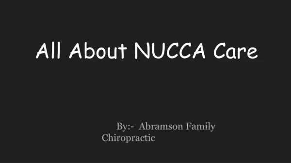 All About NUCCA Care