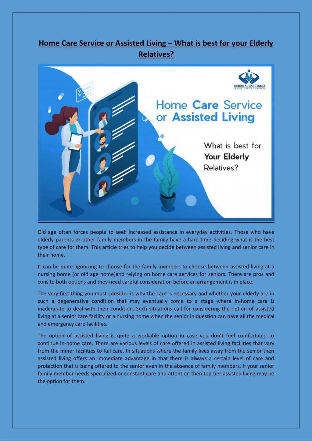home care service or assisted living what is best