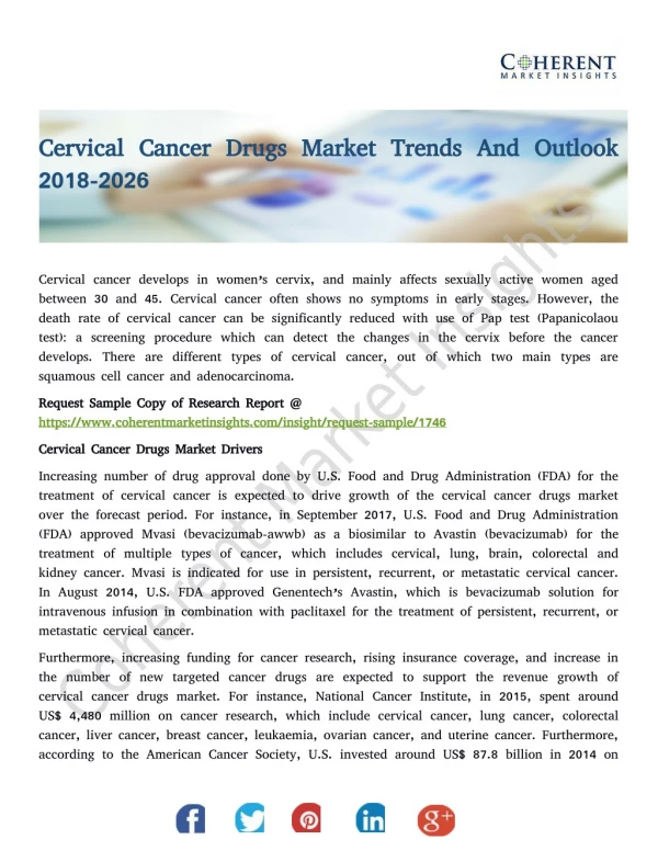 Cervical Cancer Drugs Market Trends And Outlook 2018-2026