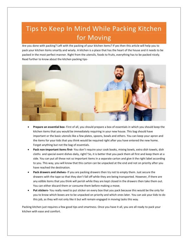 Tips to Keep In Mind While Packing Kitchen for Moving