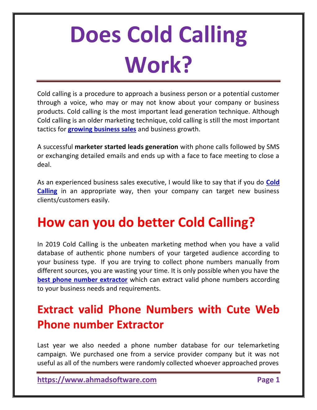 does cold calling work
