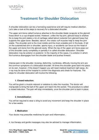Treatment for Shoulder Dislocation - slide 1