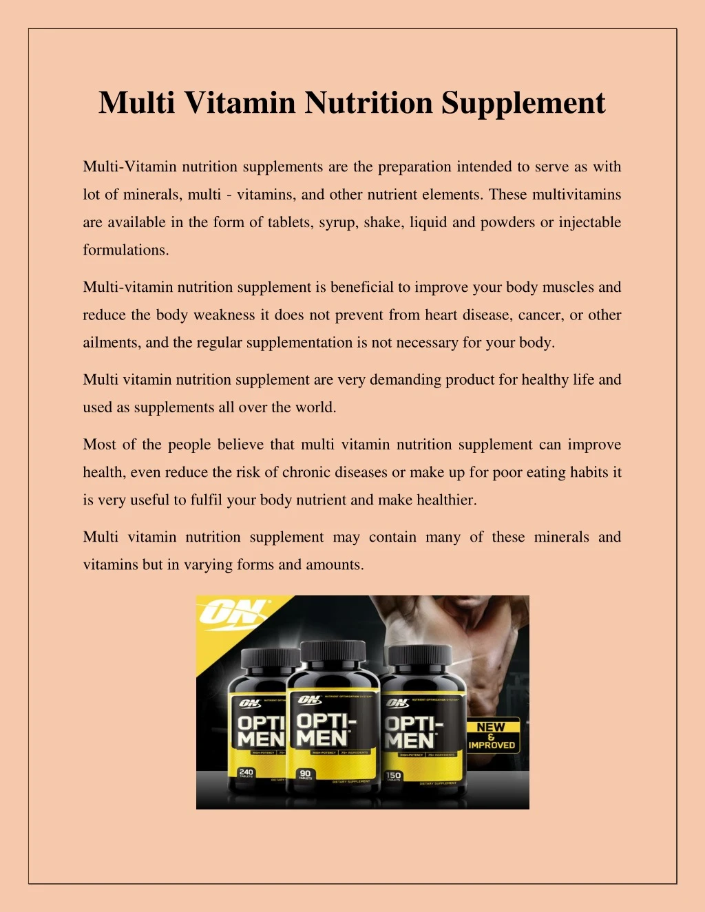 multi vitamin nutrition supplement