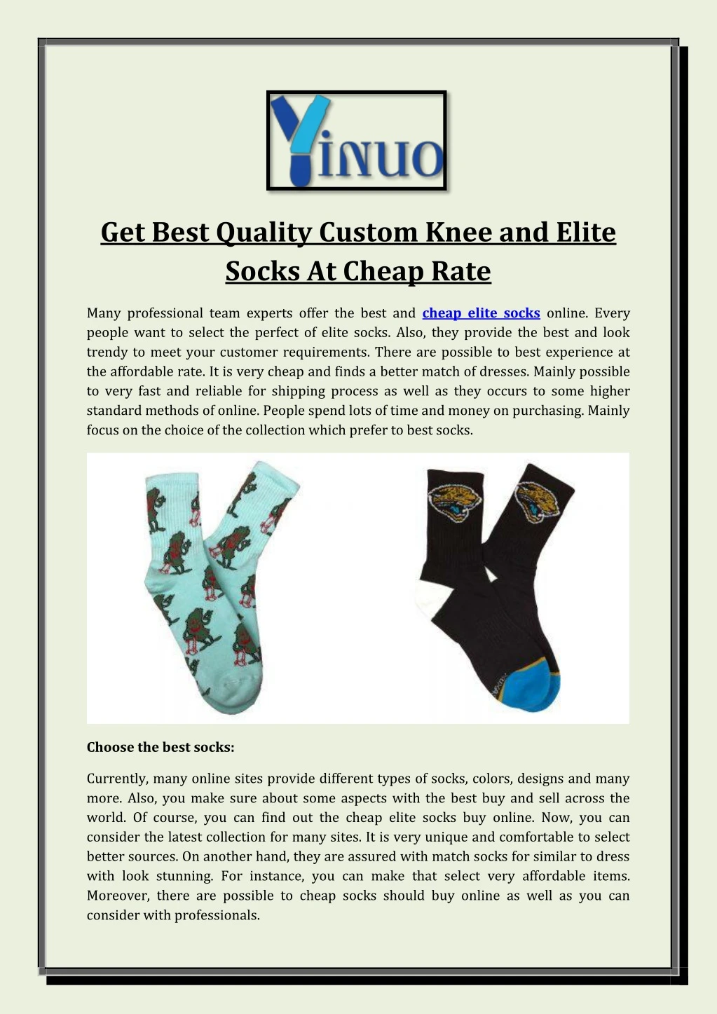 get best quality custom knee and elite socks