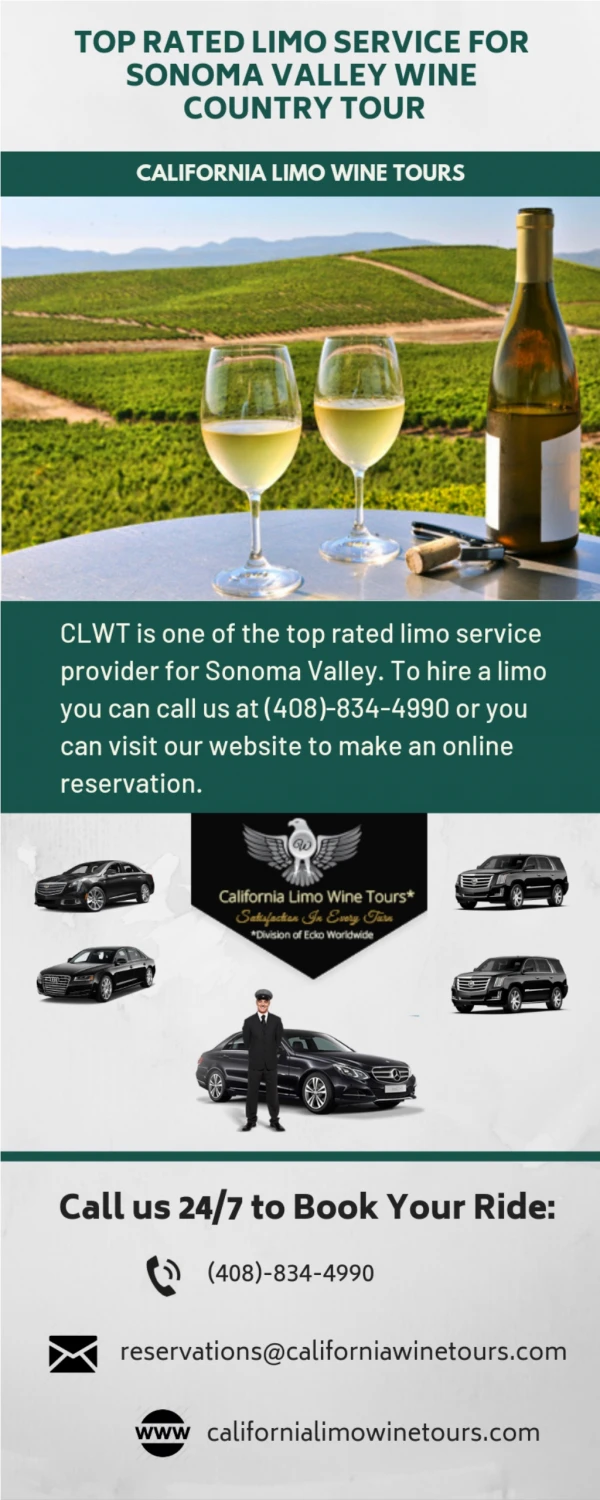 Top Rated Limo Service for Sonoma Valley Wine Country Tours
