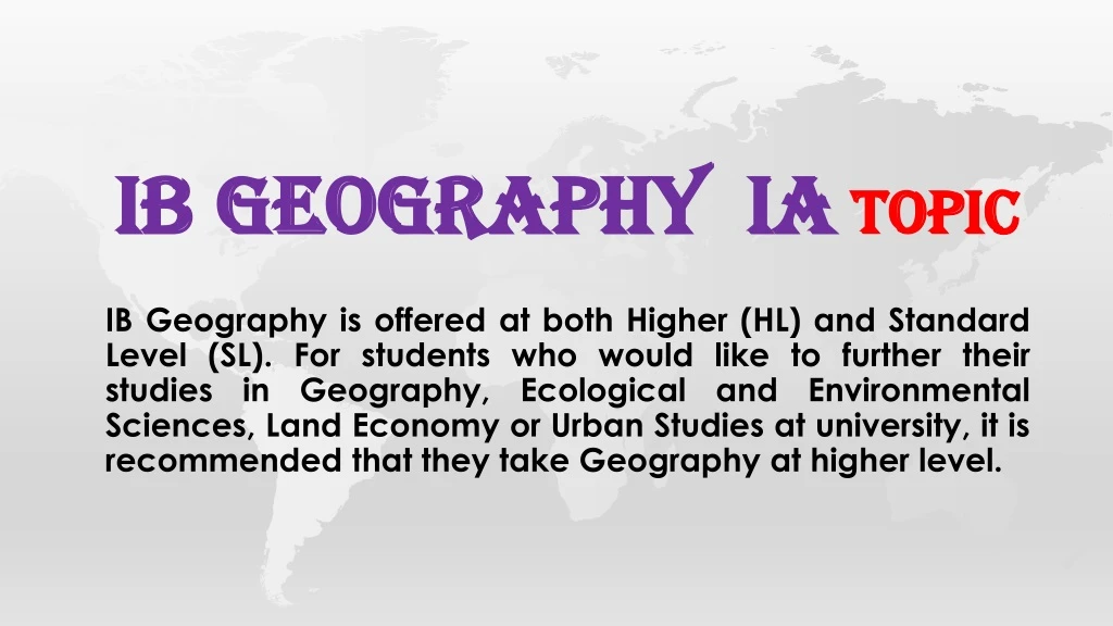 ib geography ia topic