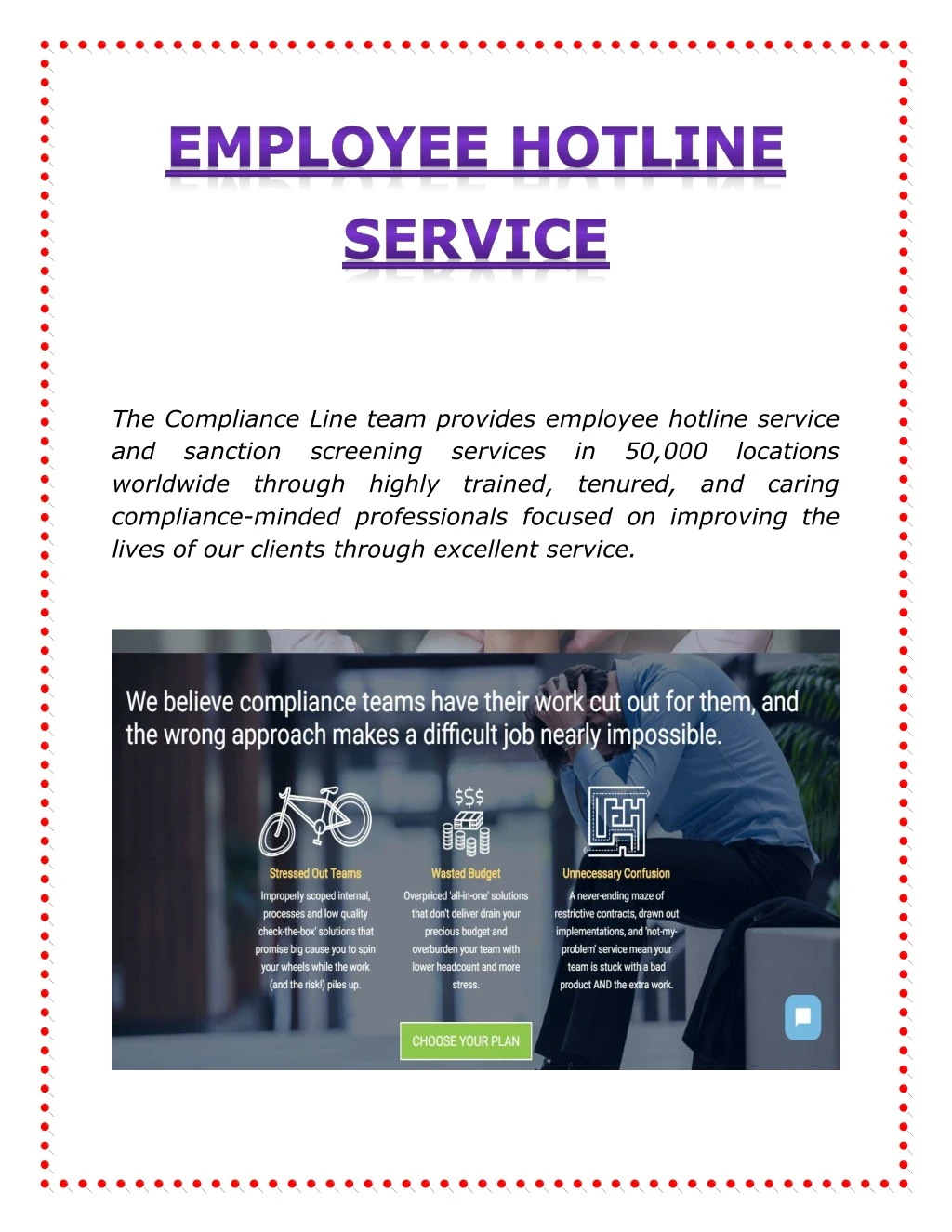 the compliance line team provides employee