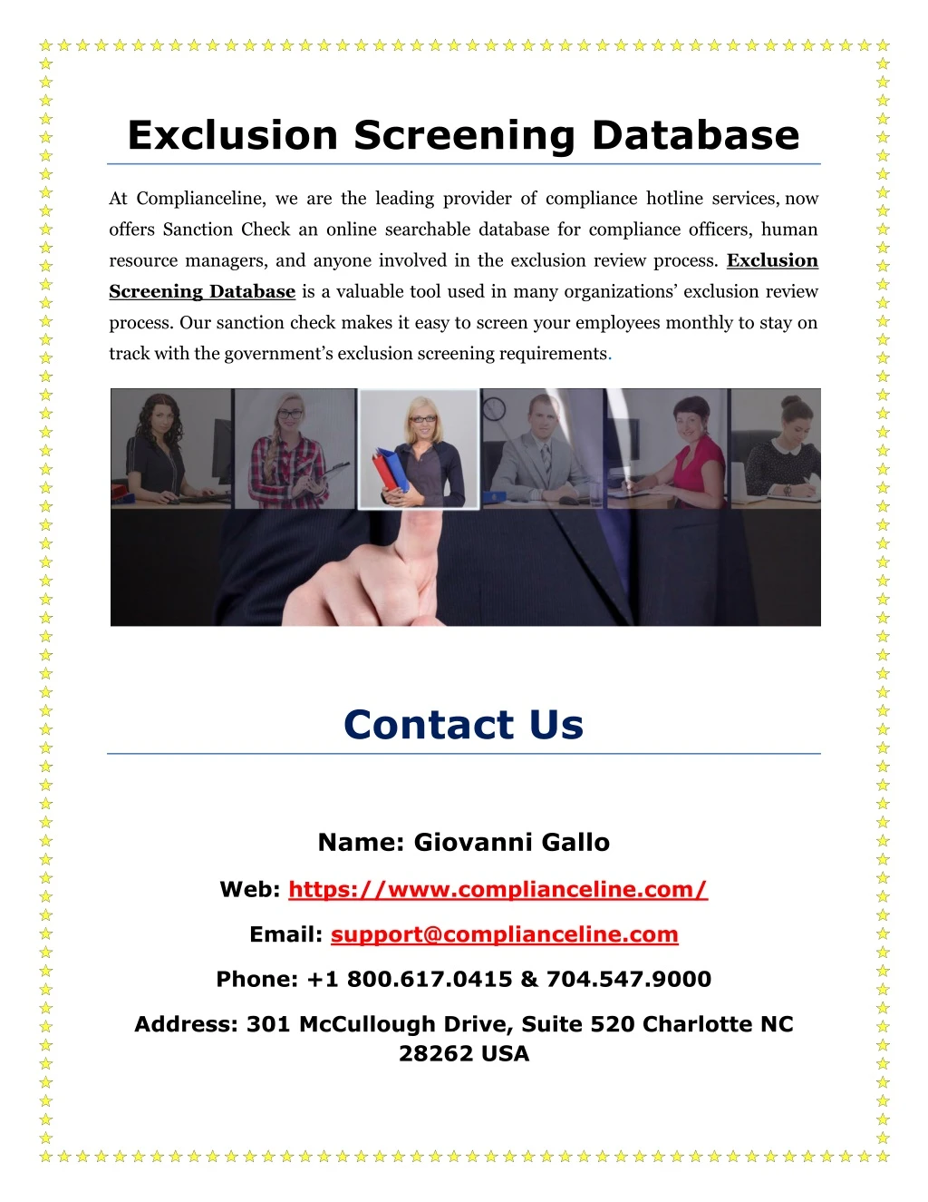 exclusion screening database