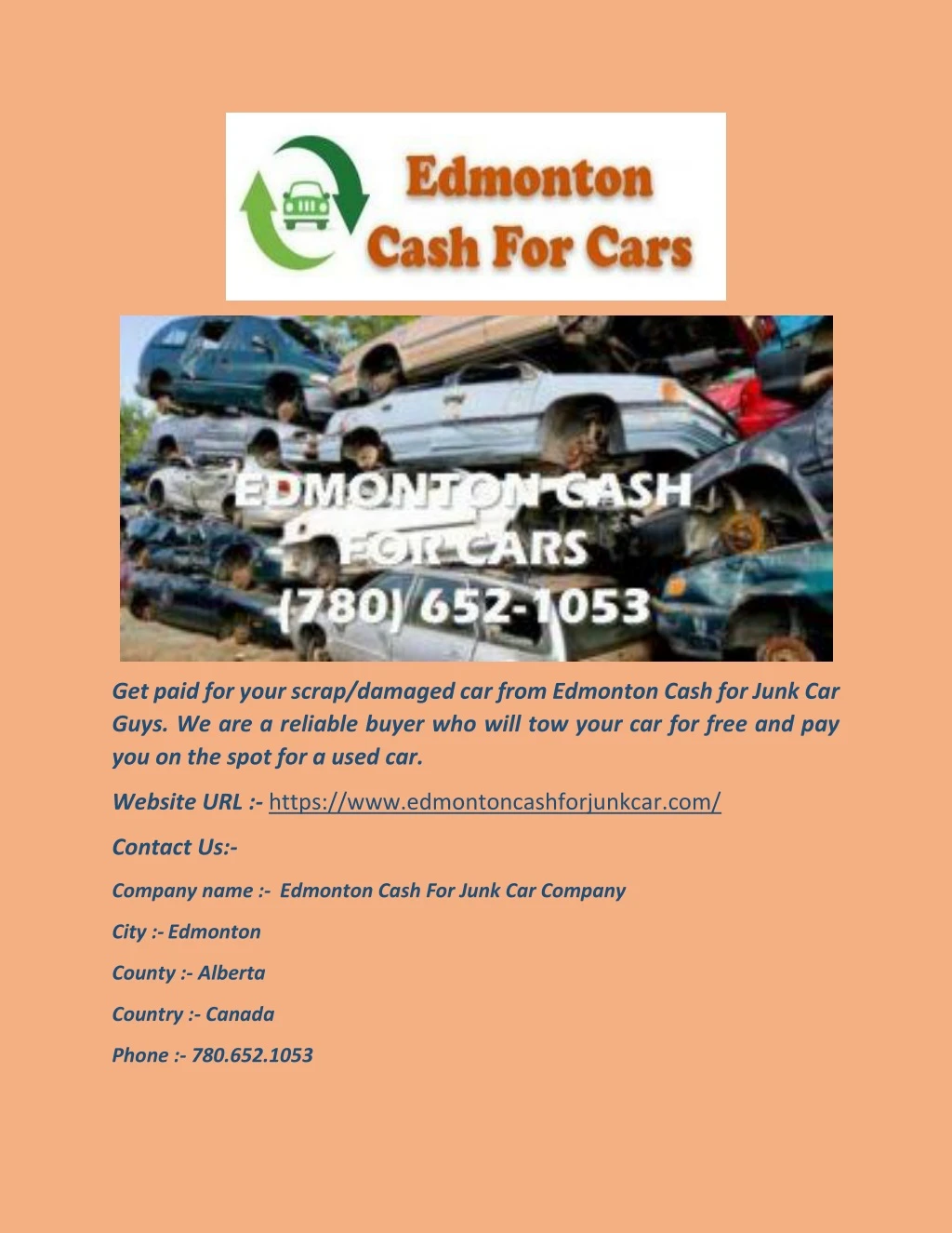 get paid for your scrap damaged car from edmonton