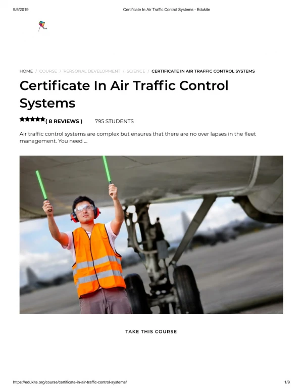 Certificate In Air Traffic Control Systems - Edukite
