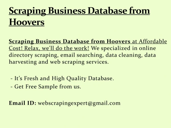 Scraping Business Database from Hoovers