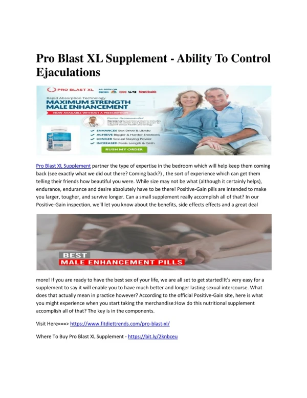 Pro Blast XL Supplement Reviews