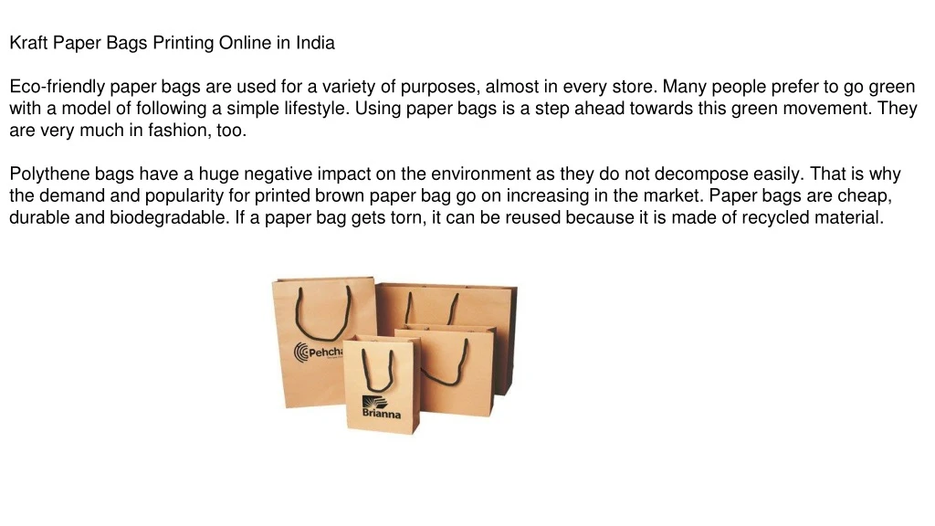 kraft paper bags printing online in india