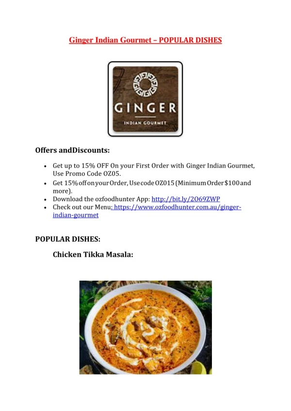 25% Off -Ginger Indian Gourmet-Oxenford - Order Food Online