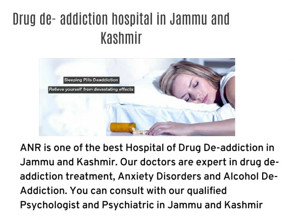 Drug de- addiction hospital in Jammu and Kashmir