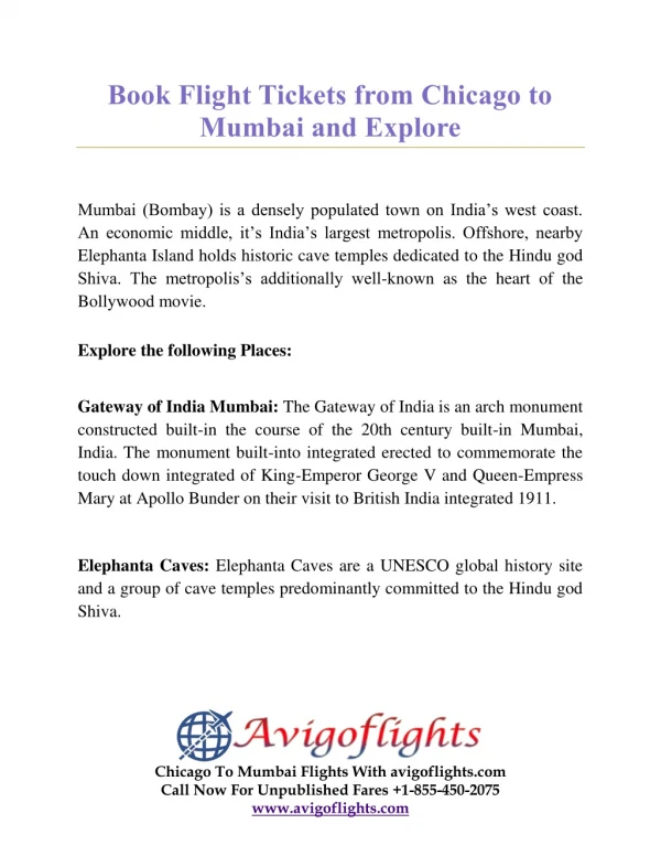 Book Flight Tickets from Chicago to Mumbai and Explore