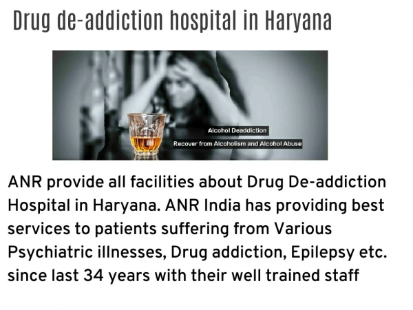 Drug de-addiction hospital in Haryana