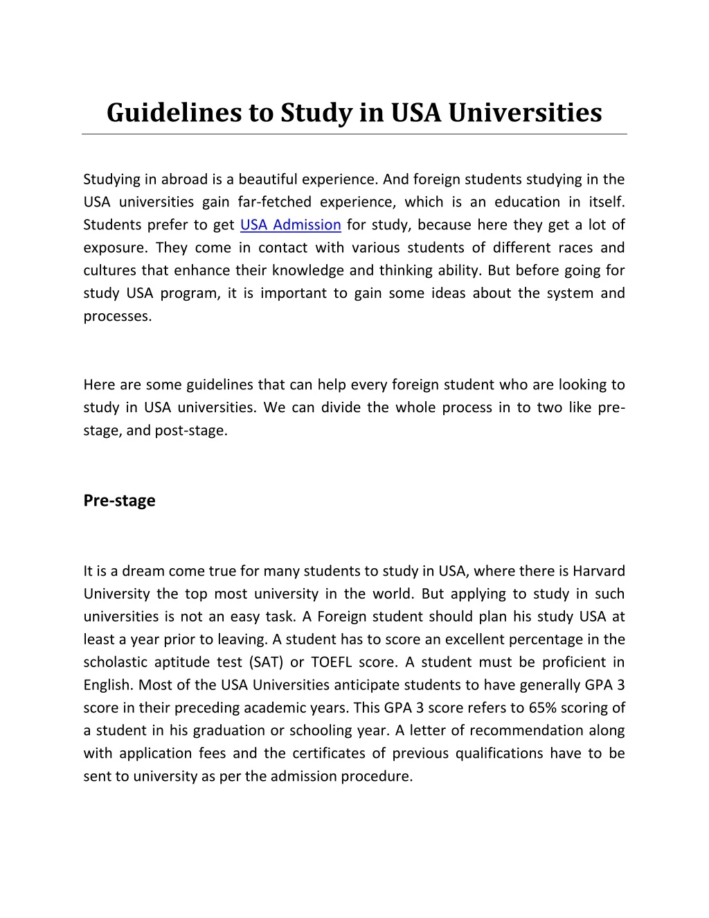 guidelines to study in usa universities