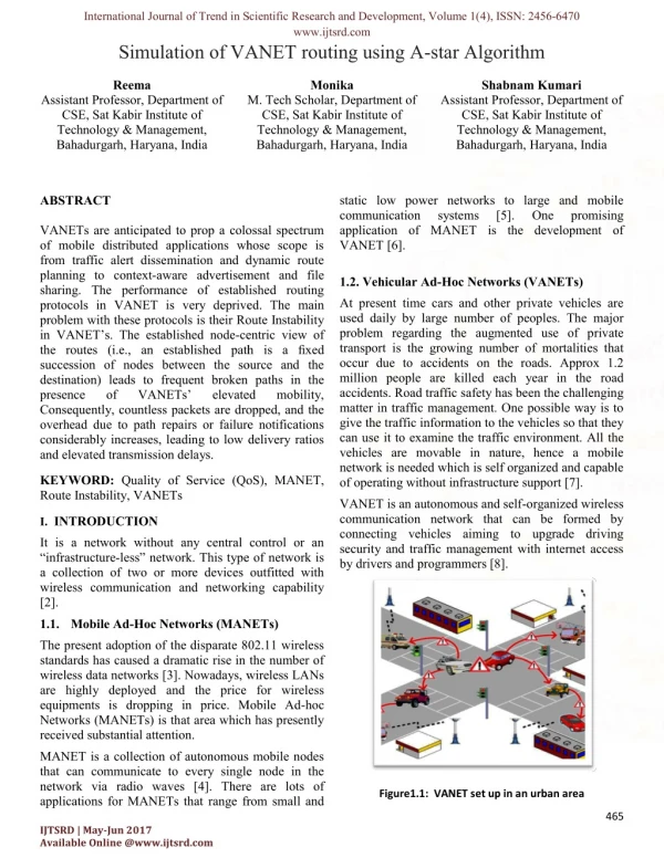 Simulation of VANET Routing using A star Algorithm