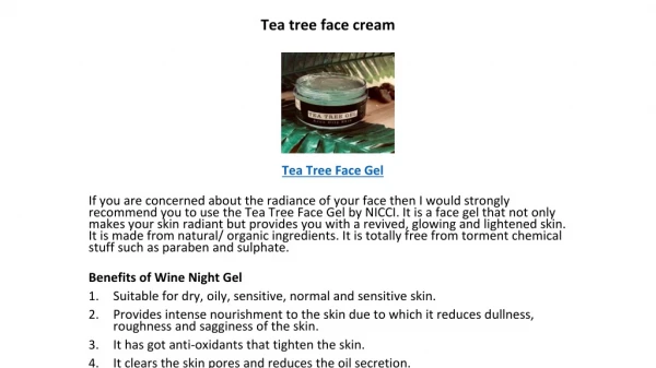 Tea Tree Gel By Nicci Skin Care