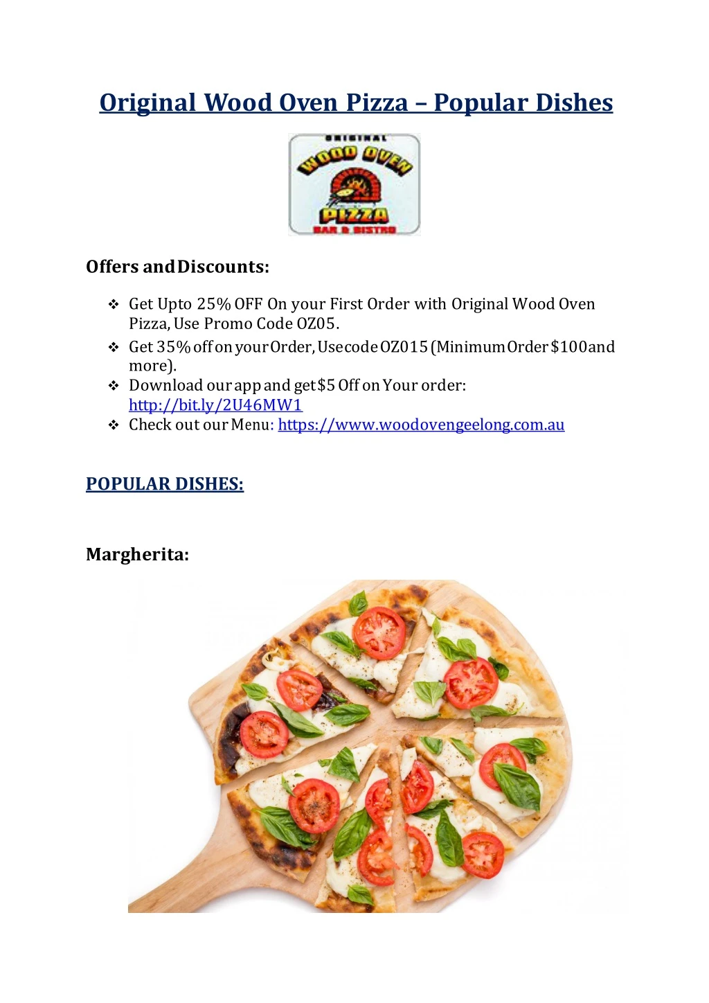 original wood oven pizza popular dishes