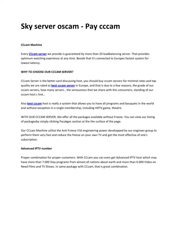 Sky server oscam - Pay cccam