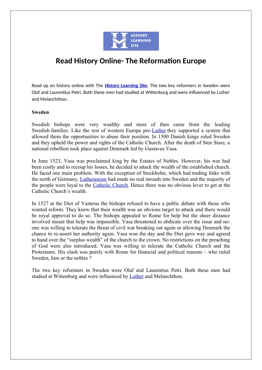 read history online the reformation europe