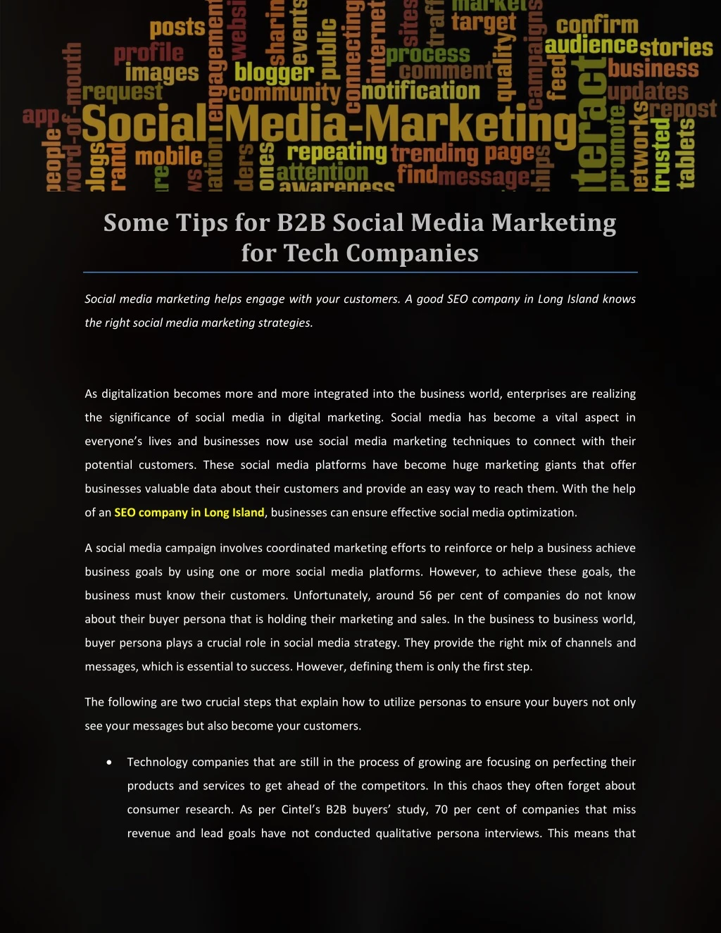 some tips for b2b social media marketing for tech